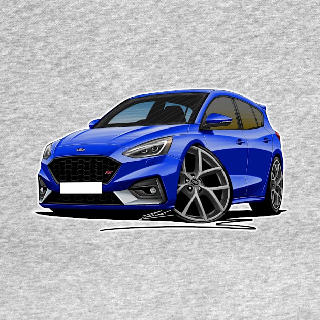 Ford Focus (Mk4) ST Blue Car Caricature by y30man5